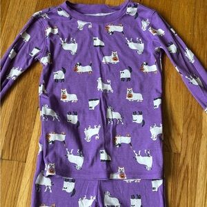 Old Navy Purple and White Pajama Set with Cat Print
